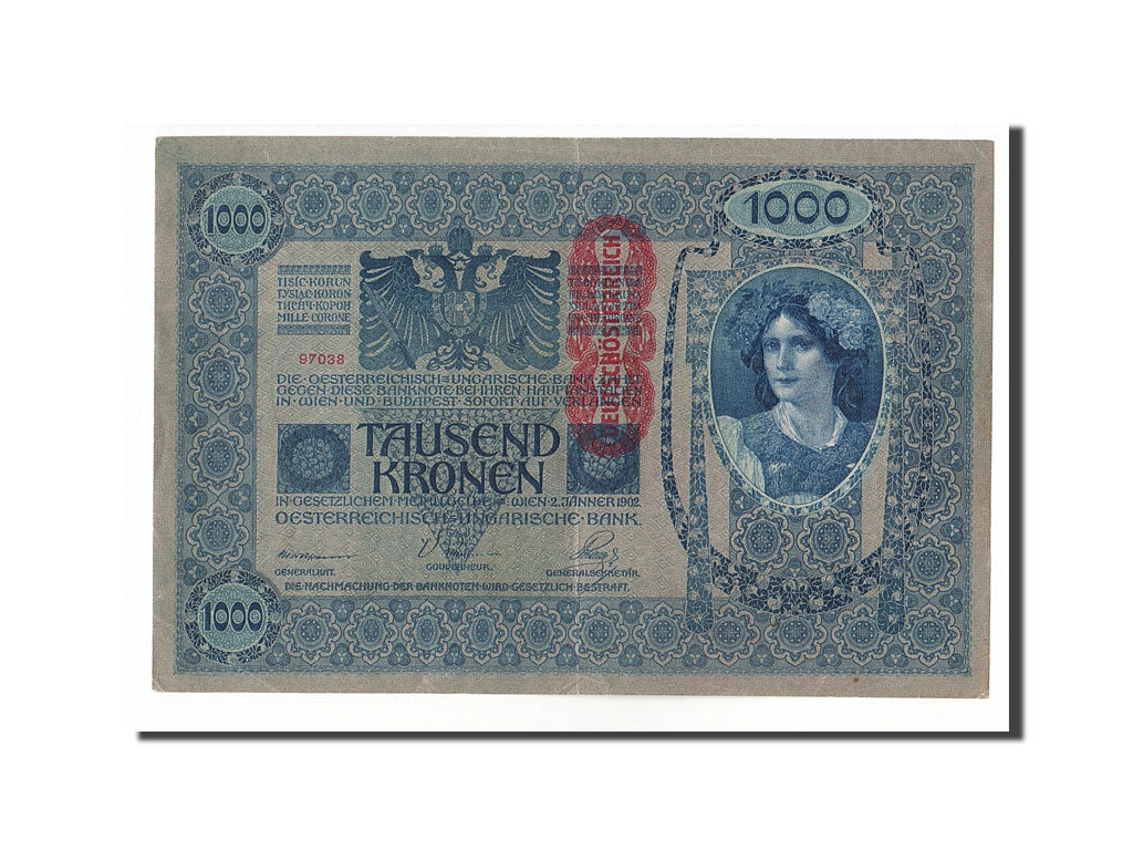 Austria, 1000 Kronen, 1919, KM:57a, 1902-01-02, EF(40-45)
