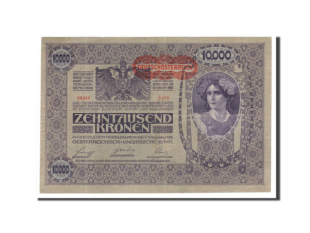 Austria, 10,000 Kronen, 1919, KM:66, 1918-11-02, EF(40-45)