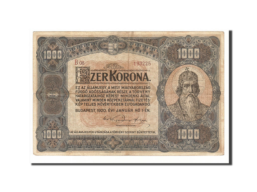 Hungary, 1000 Korona, 1920, KM:66a, 1920-01-01, EF(40-45)