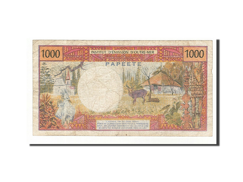 Tahiti, 1000 Francs, 1969-1971, Undated (1983), KM:27c, VF(20-25)