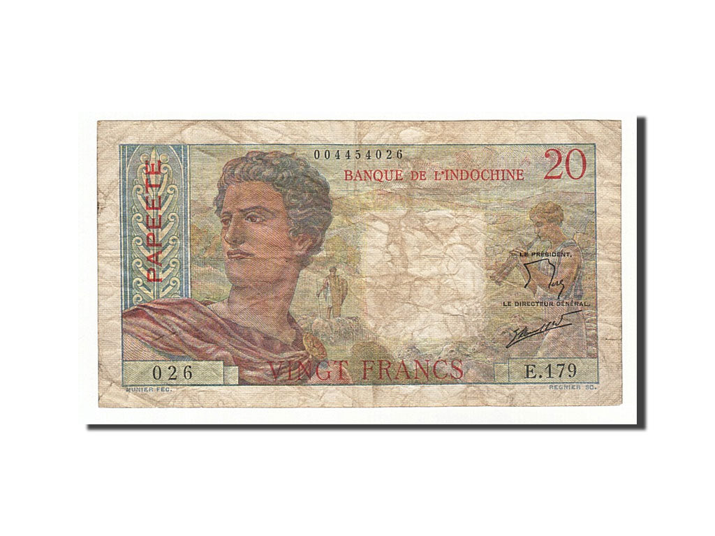 Tahiti, 20 Francs, 1951, Undated (1963), KM:21c, VF(20-25)