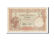 New Caledonia, 5 Francs, 1926-1929, Undated (1926), KM:36b, VF(20-25)