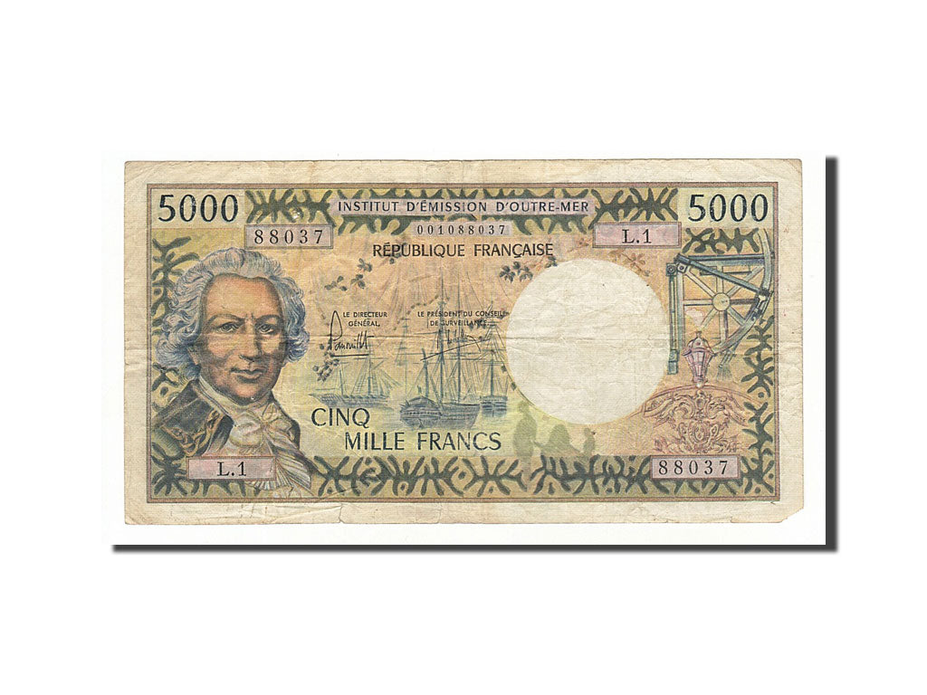 New Caledonia, 5000 Francs, 1975, Undated (1975), KM:65b, VF(20-25)