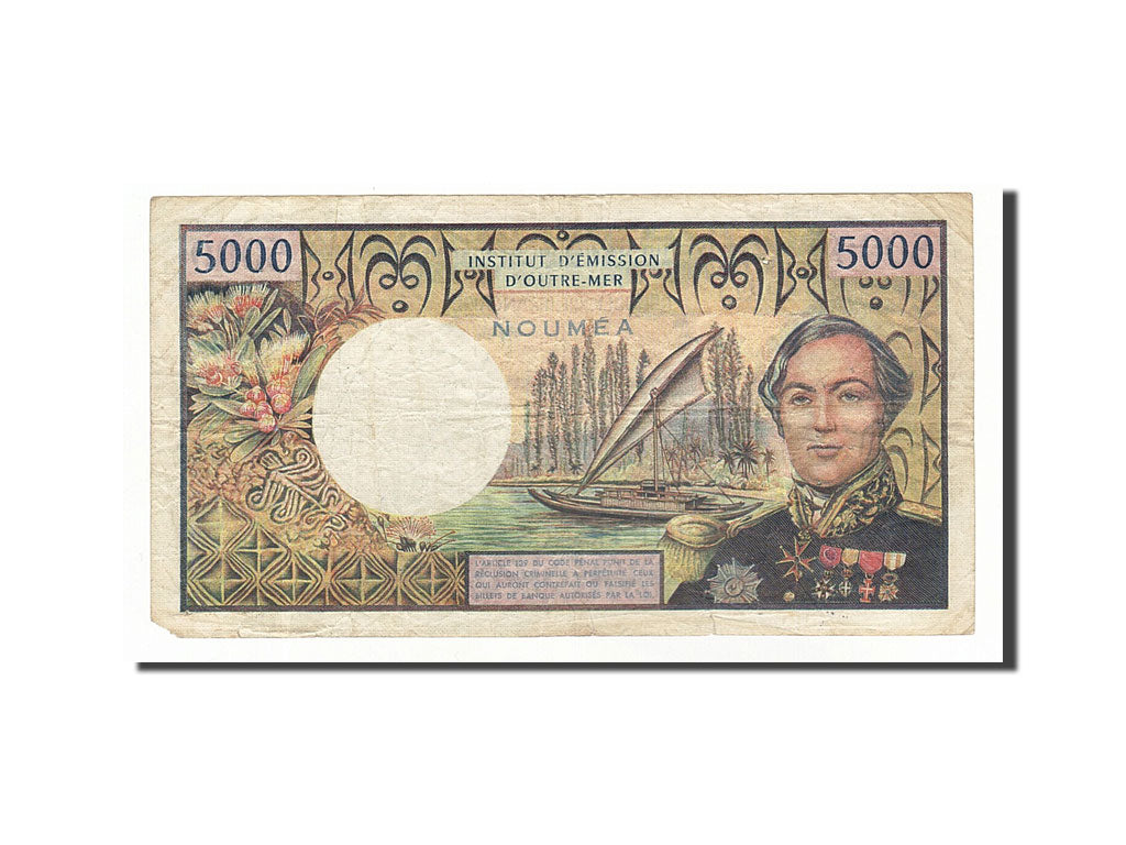 New Caledonia, 5000 Francs, 1975, Undated (1975), KM:65b, VF(20-25)