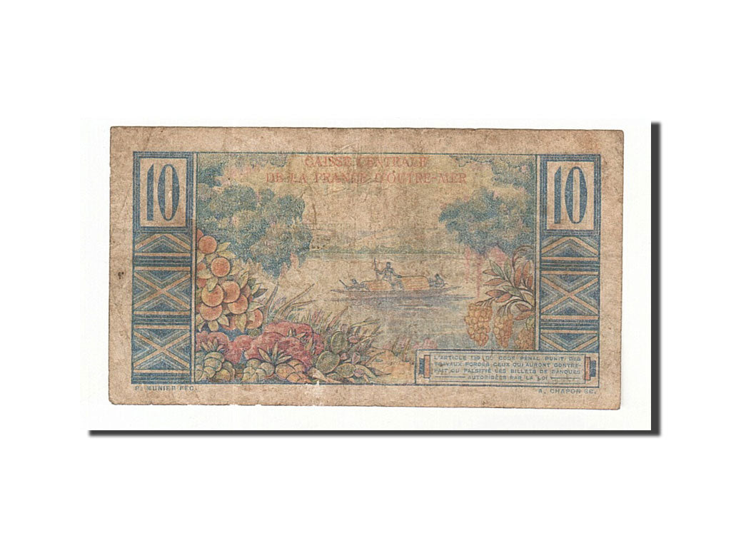 French Equatorial Africa, 10 Francs, 1947, Undated (1947), KM:21, F(12-15)