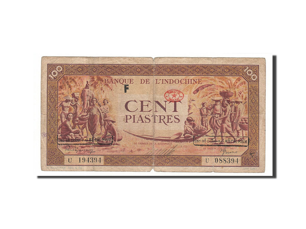FRENCH INDO-CHINA, 100 Piastres, 1942-1945, Undated, KM:66, F(12-15)