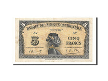 French West Africa, 5 Francs, 1942-43, 1942-12-14, KM:28b, EF(40-45)