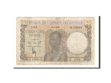 Billete, 25 Francs, 1943-1948, África oriental francesa, KM:38, 1953-04-10, BC+
