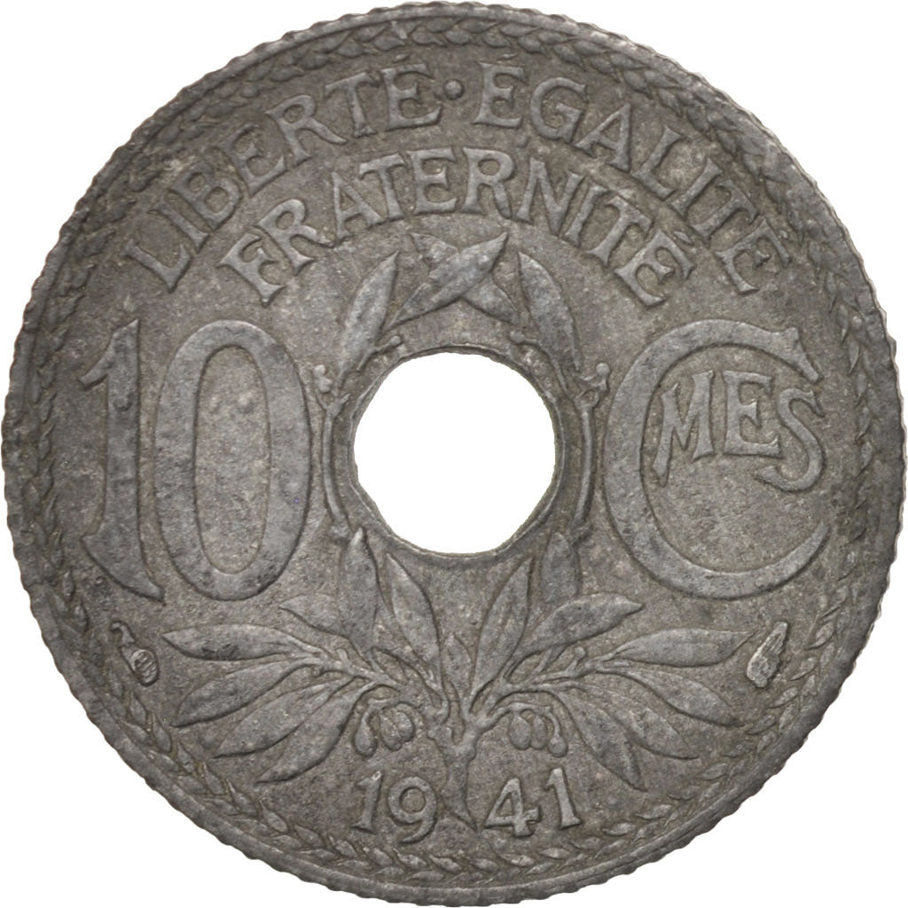 France, 10 Centimes, 1941, AU(50-53), Zinc, KM:895, Gadoury:288a