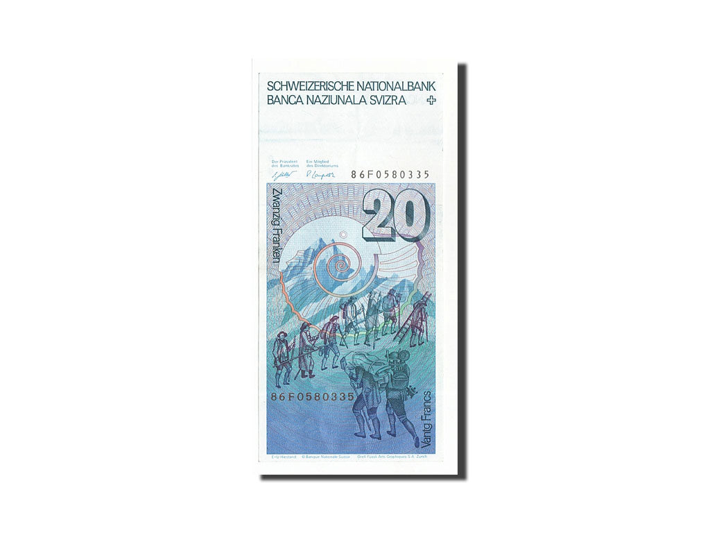 Switzerland, 20 Franken, 1986, KM:55f, 1986, AU(50-53)