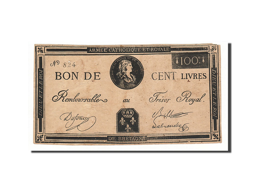 France, 100 Livres Louis XVII, Undated, EF(40-45), Lafaurie:278