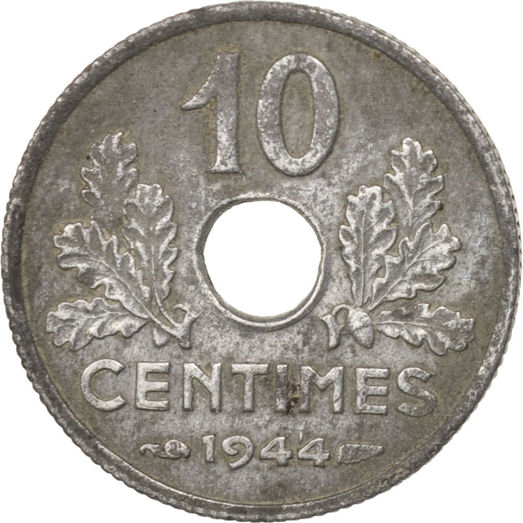 Francia, État français, 10 Centimes, 1944, BB+, Zinco, KM:903, Gadoury:291