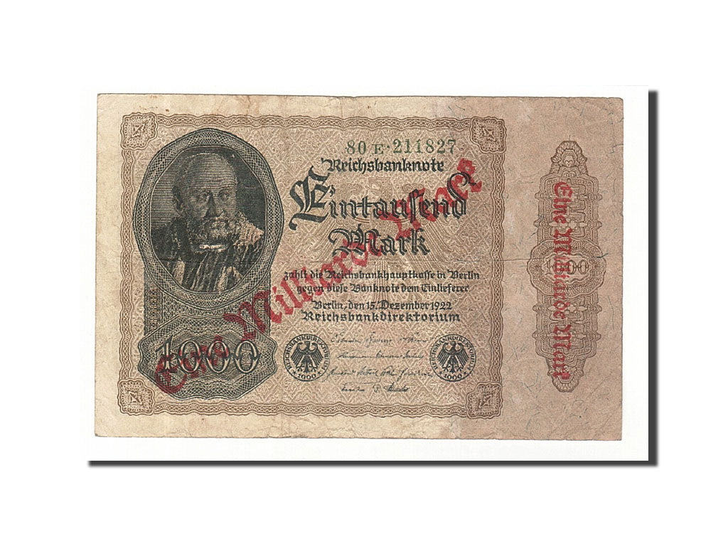 Banknote, Germany, 1 Milliarde Mark on 1000 Mark, 1923, 1922-12-15, KM:113a