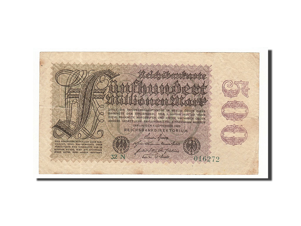 Banknote, Germany, 500 Millionen Mark, 1923, 1923-09-01, KM:110b, EF(40-45)