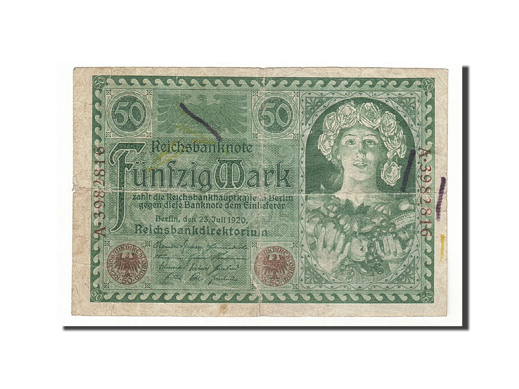 Banknote, Germany, 50 Mark, 1920, 1920-07-23, KM:68, VF(20-25)
