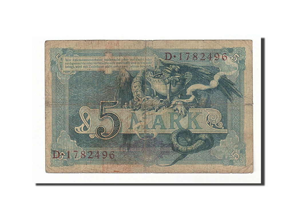 Banknote, Germany, 5 Mark, 1904, 1904-10-31, KM:8b, F(12-15)