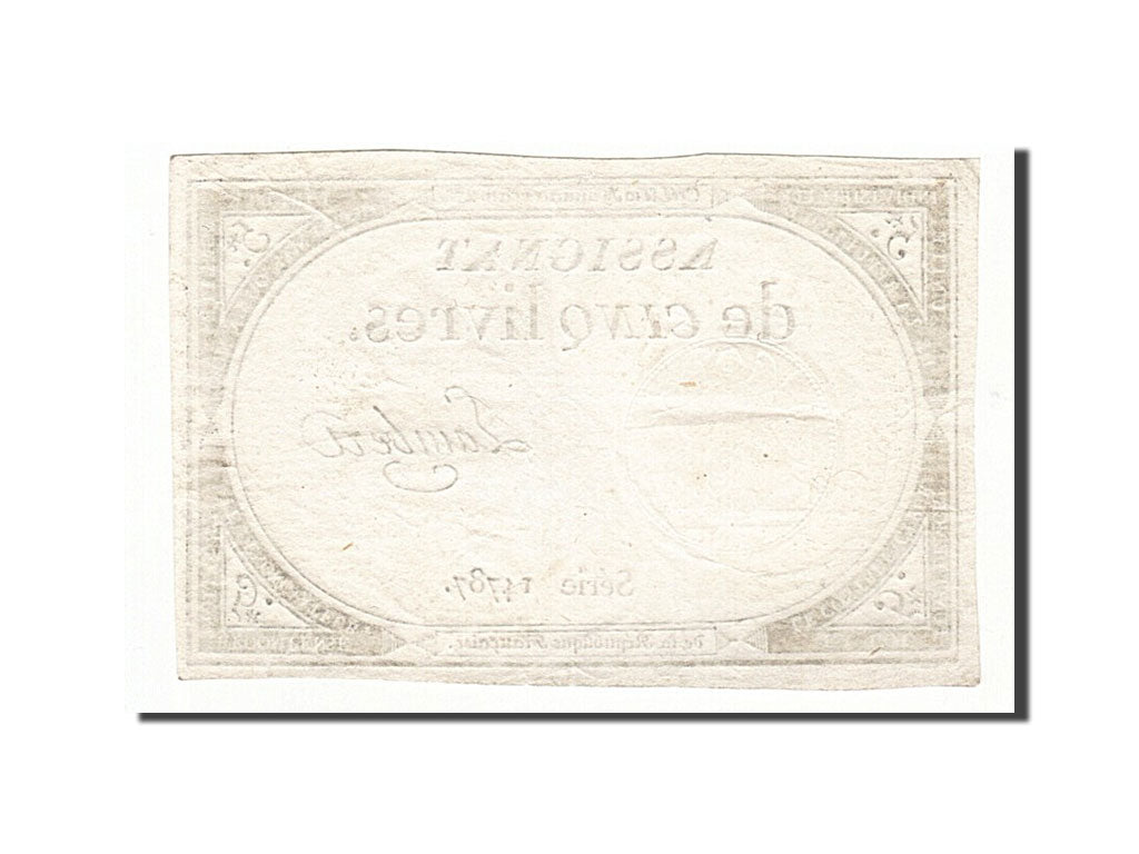 Billet, France, 5 Livres, 1793, 1793-10-31, Lambert, TTB+, KM:A76, Lafaurie:171