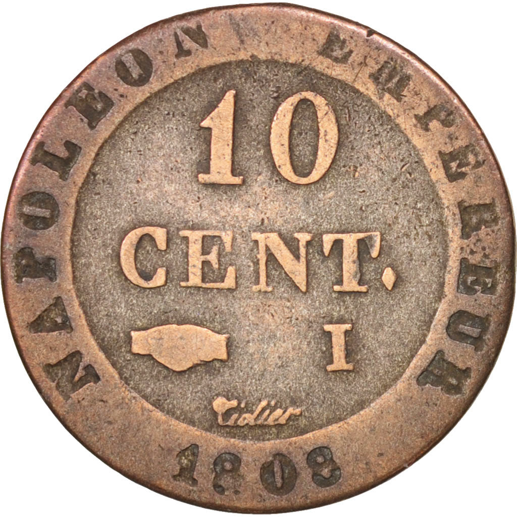 Francia, Napoléon I, 10 Centimes, 1808, Limoges, MB, Biglione, KM:676.5, Gad...