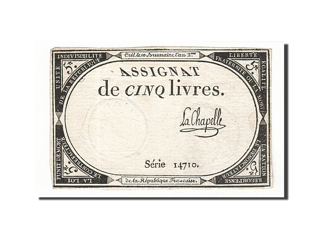 France, 5 Livres, 1793, La Chapelle, KM:A76, 1793-10-31, EF(40-45), Lafaurie:171