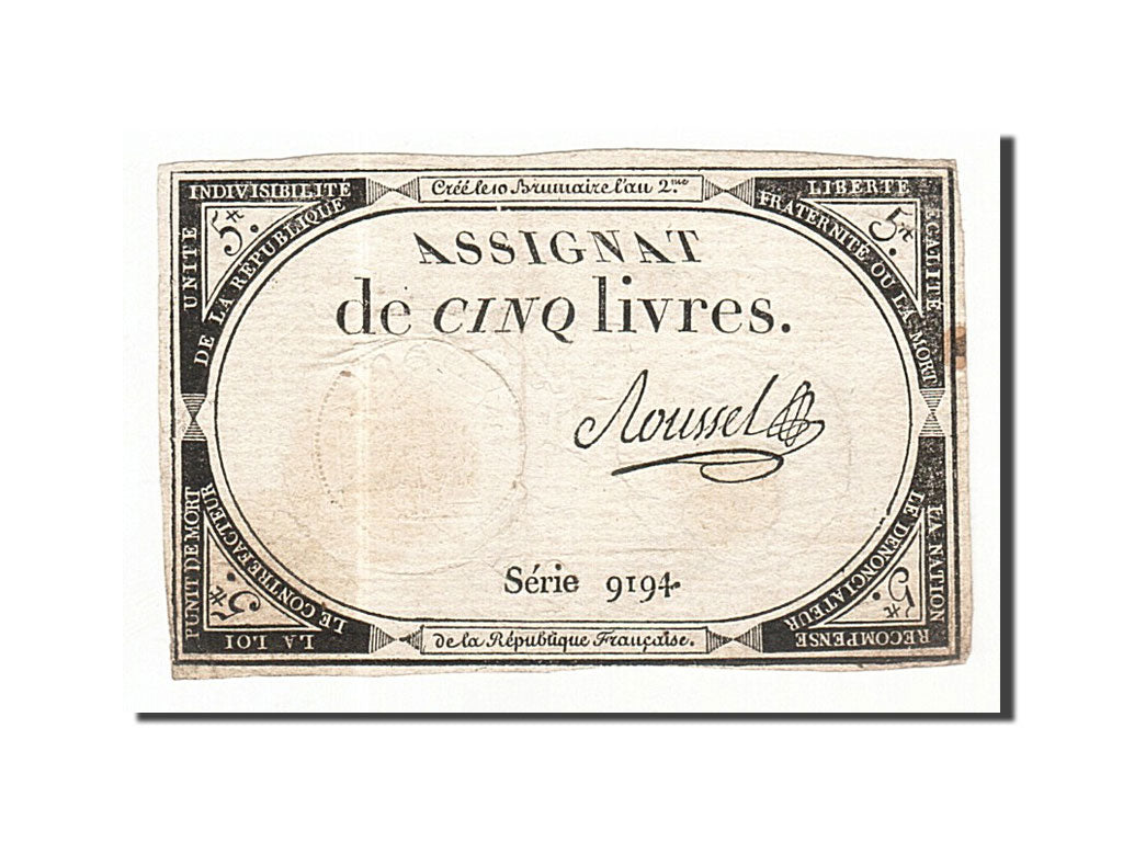 France, 5 Livres, 1793, Roussel, KM:A76, 1793-10-31, EF(40-45), Lafaurie:171