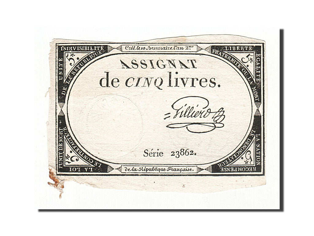 France, 5 Livres, 1793, Gilliers, KM:A76, 1793-10-31, EF(40-45), Lafaurie:171