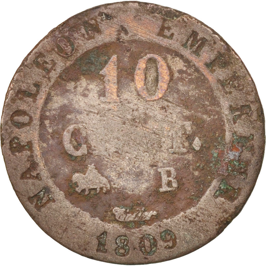 Coin, France, Napoléon I, 10 Centimes, 1809, Rouen, VG(8-10), Billon, KM:676.2