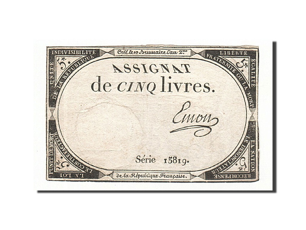 France, 5 Livres, 1793, Emon, KM:A76, 1793-10-31, VF(30-35), Lafaurie:171