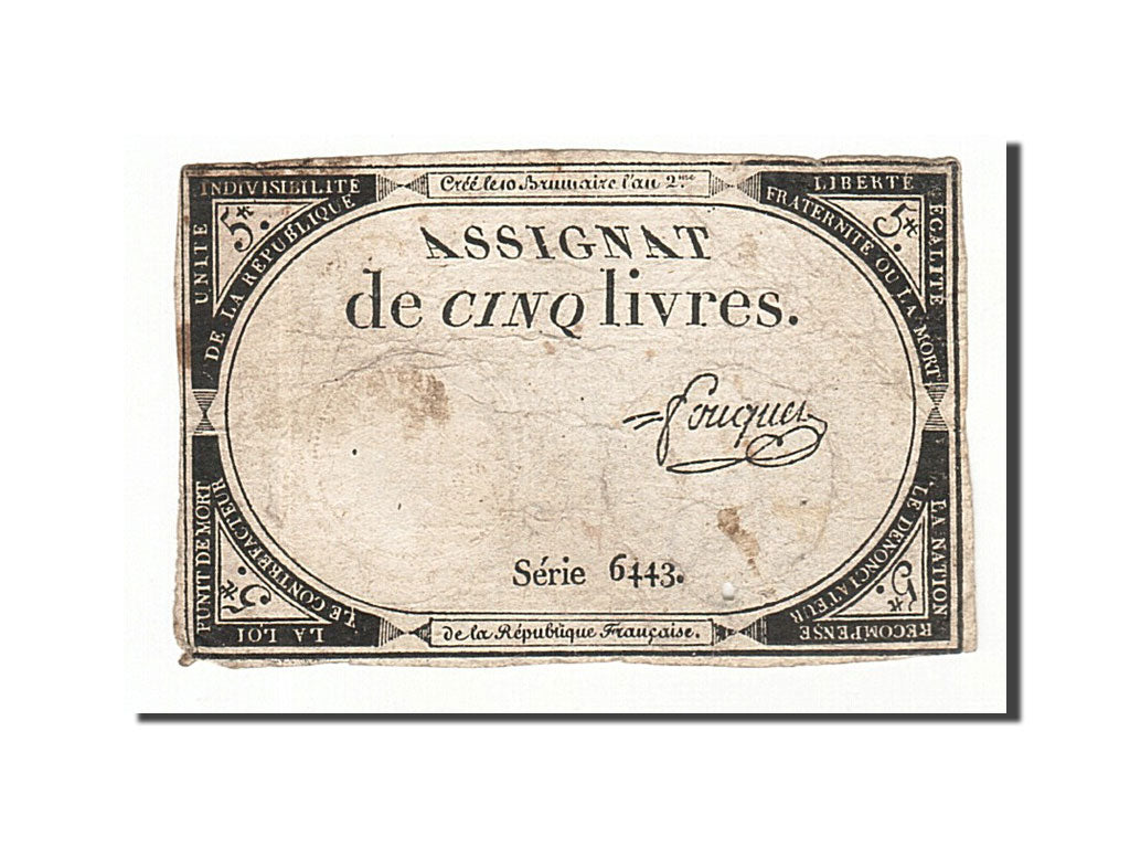Francia, 5 Livres, 1793, Fouquet, KM:A76, 1793-10-31, MB, Lafaurie:171