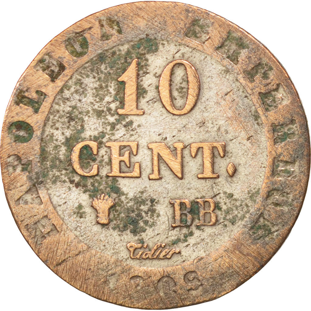 France, Napoléon I, 10 Centimes, 1809, Strasbourg, TB,Billon,KM:676.3,Gadoury190