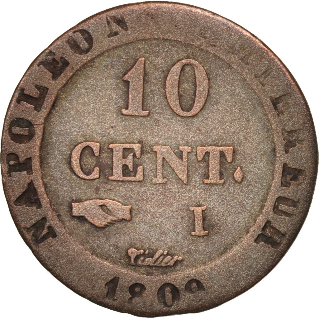 France, Napoléon I, 10 Centimes, 1809, Limoges, VF(20-25), Billon, KM:676.5
