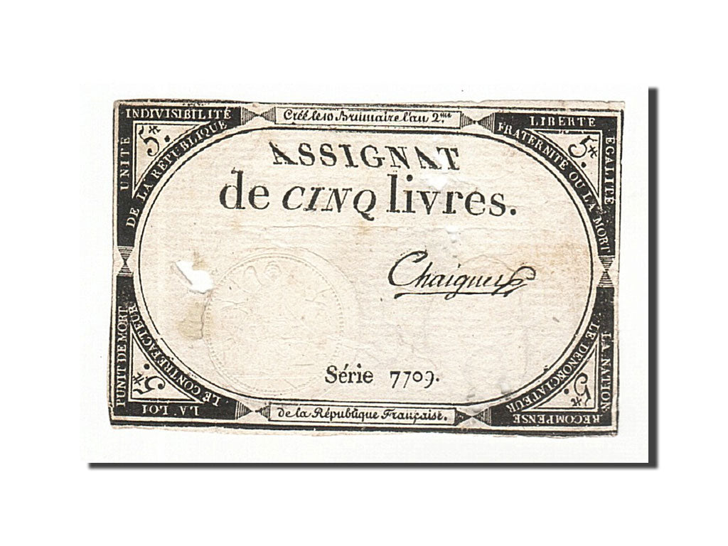 France, 5 Livres, 1793, KM:A76, 1793-10-31, B+, Lafaurie:171