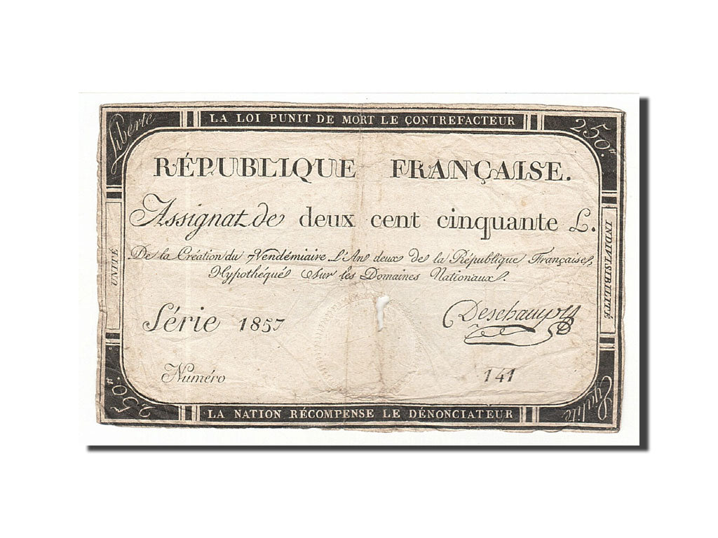 France, 250 Livres, 1793, KM:A75, 1793-09-28, F(12-15), Lafaurie:170