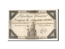 Biljet, Frankrijk, 50 Livres, 1792, 1792-12-14, B+, KM:A72, Lafaurie:164