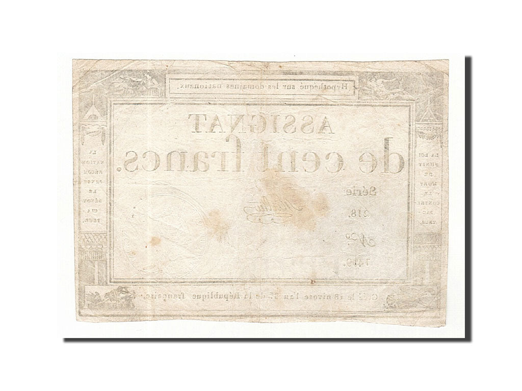 France, 100 Francs, 1795, Malter, KM:A78, 1795-01-07, EF(40-45), Lafaurie:173