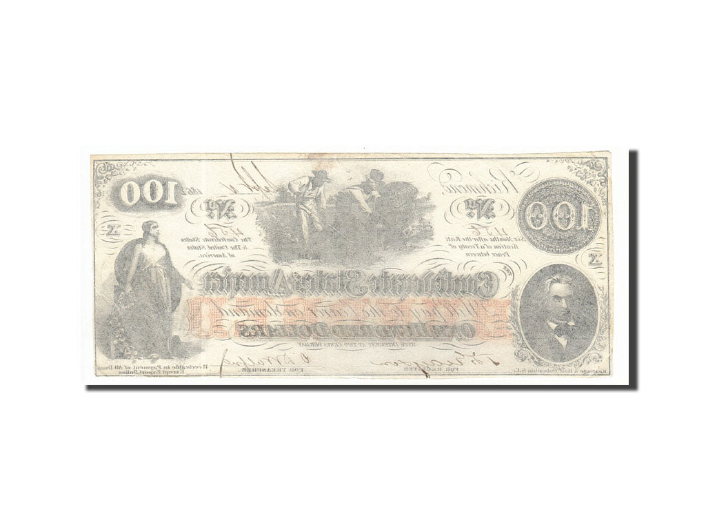Billete, 100 Dollars, 1862, Estados Confederados de América, KM:45, 1862-08-26