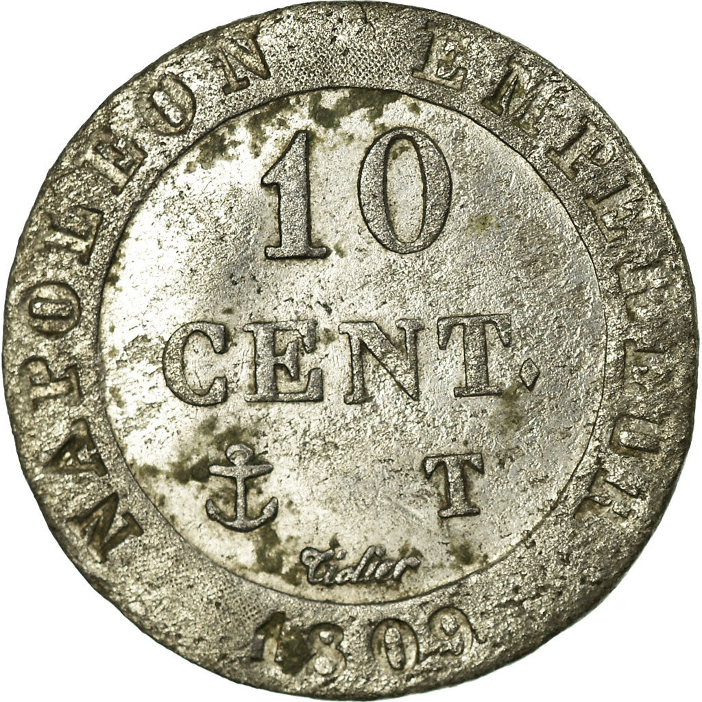 Moneta, Francja, Napoléon I, 10 Centimes, 1809, Nantes, AU(55-58), Bilon