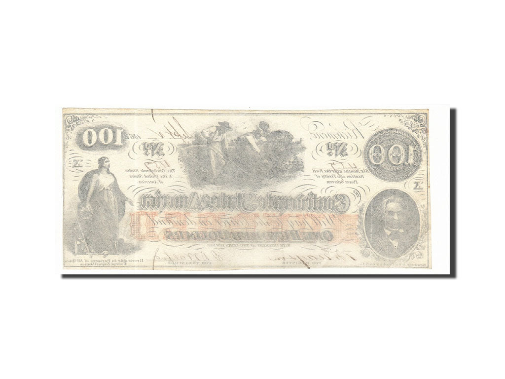 Confederate States of America, 100 Dollars, 1862, KM:45, 1862-08-26, AU(55-58)