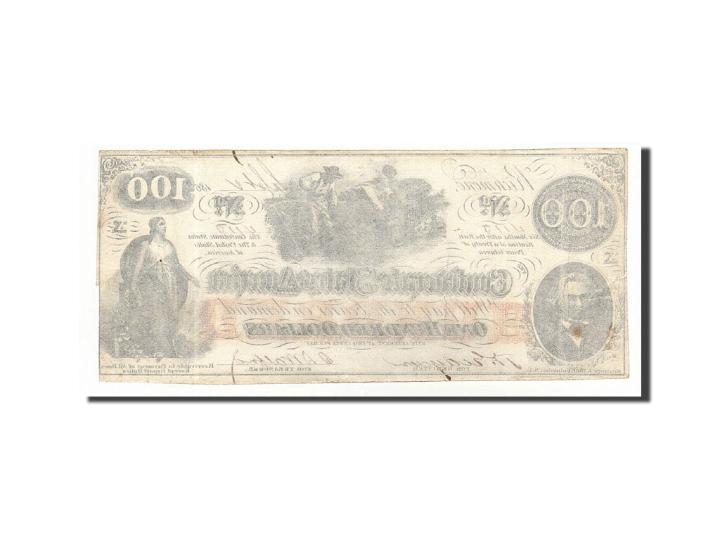 Banknote, Confederate States of America, 100 Dollars, 1862, 1862-08-26, KM:45