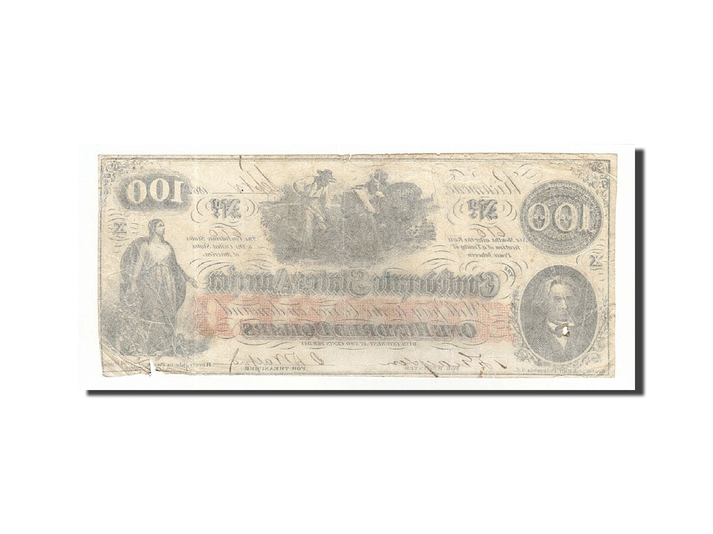 Confederate States of America, 100 Dollars, 1862, KM:45, 1862-08-26, VF(20-25)