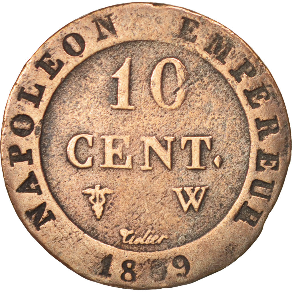 France, Napoléon I, 10 Centimes, 1809, Lille, VF(30-35), Billon, KM:676.9