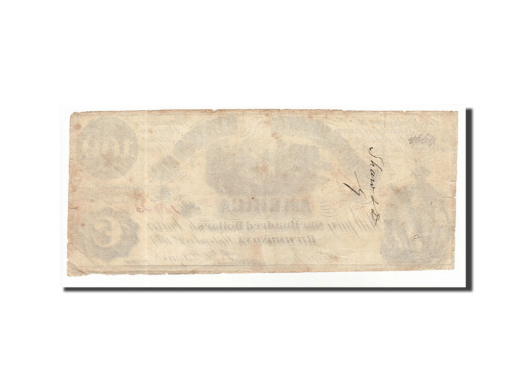 Billete, 100 Dollars, 1861, Estados Confederados de América, KM:38, 1861-09-02
