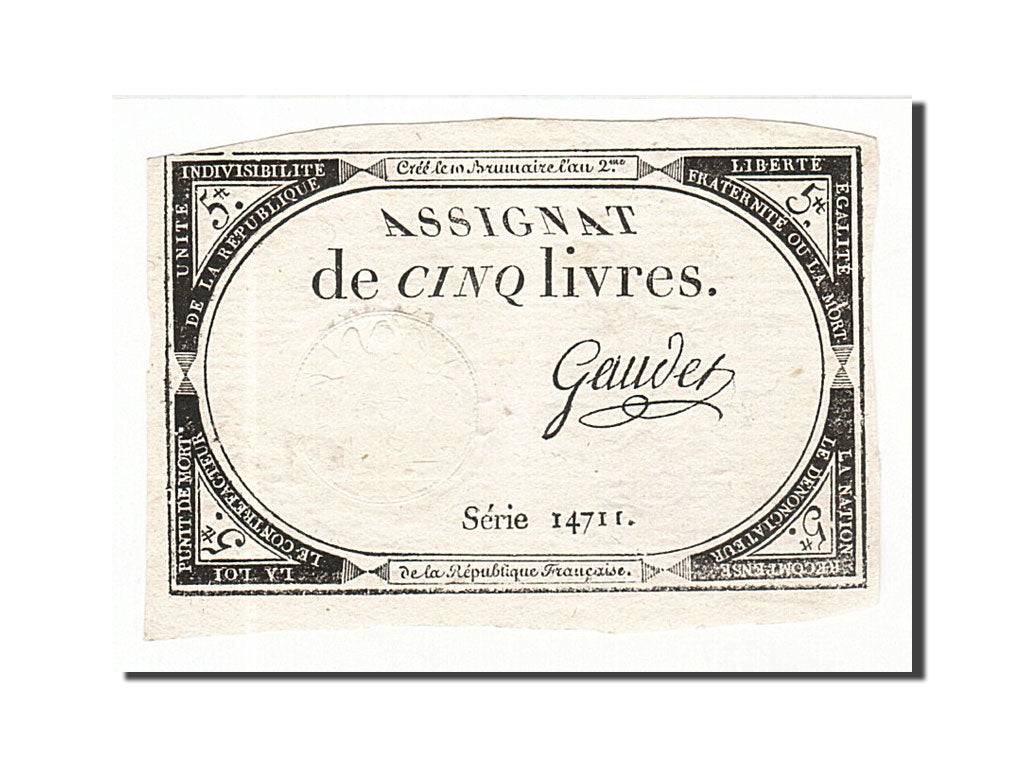 Francia, 5 Livres, 1793, Gaudet, KM:A76, 1793-10-31, SPL-, Lafaurie:171