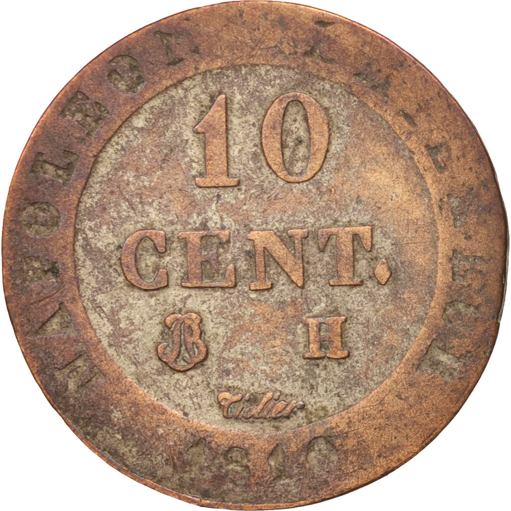 France, Napoléon I, 10 Centimes, 1810, La Rochelle, VF(20-25), Billon, KM:676.4