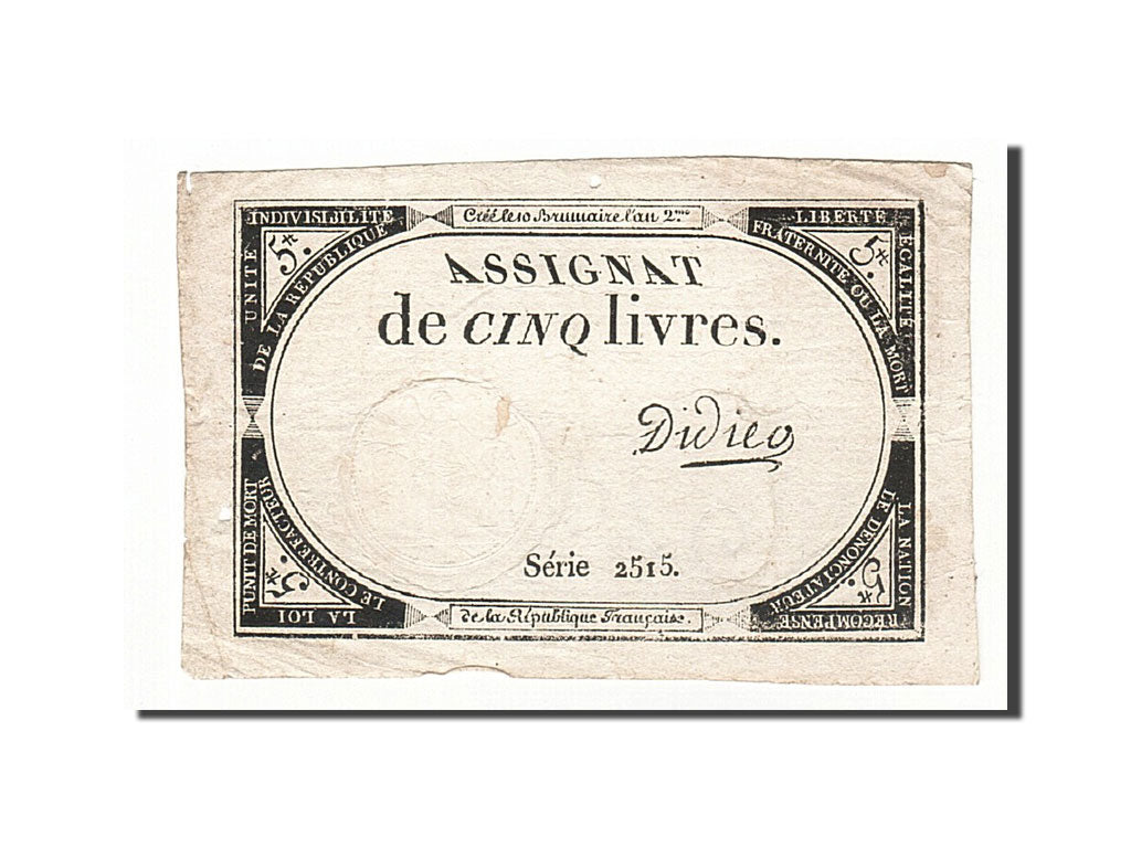 Frankreich, 5 Livres, 1793, Didier, KM:A76, 1793-10-31, EF(40-45), Lafaurie:171