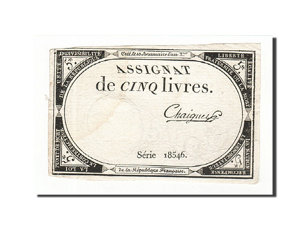 France, 5 Livres, 1793, Chaignet, KM:A76, 1793-10-31, EF(40-45), Lafaurie:171