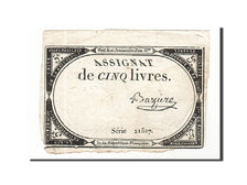 Biljet, Frankrijk, 5 Livres, 1793, Baziere, 1793-10-31, TTB, KM:A76
