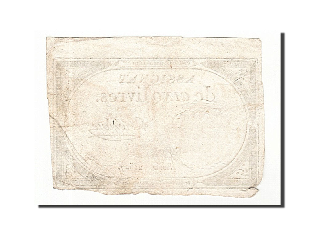 Biljet, Frankrijk, 5 Livres, 1793, Baziere, 1793-10-31, TTB, KM:A76