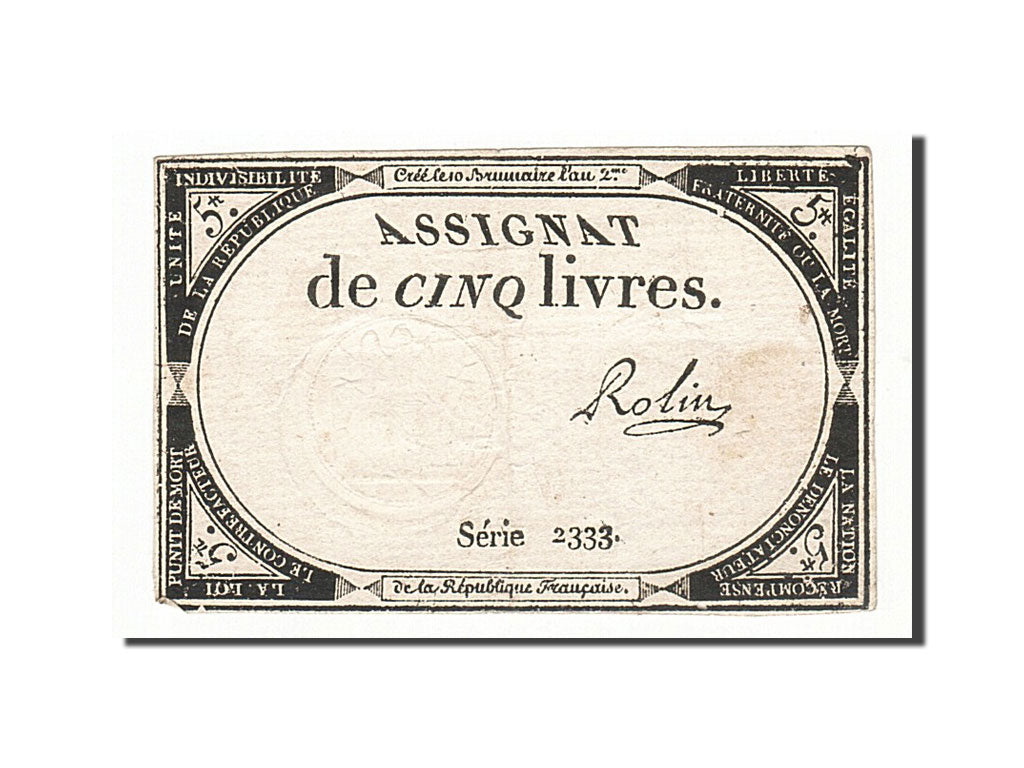 France, 5 Livres, 1793, Rolin, KM:A76, 1793-10-31, EF(40-45), Lafaurie:171