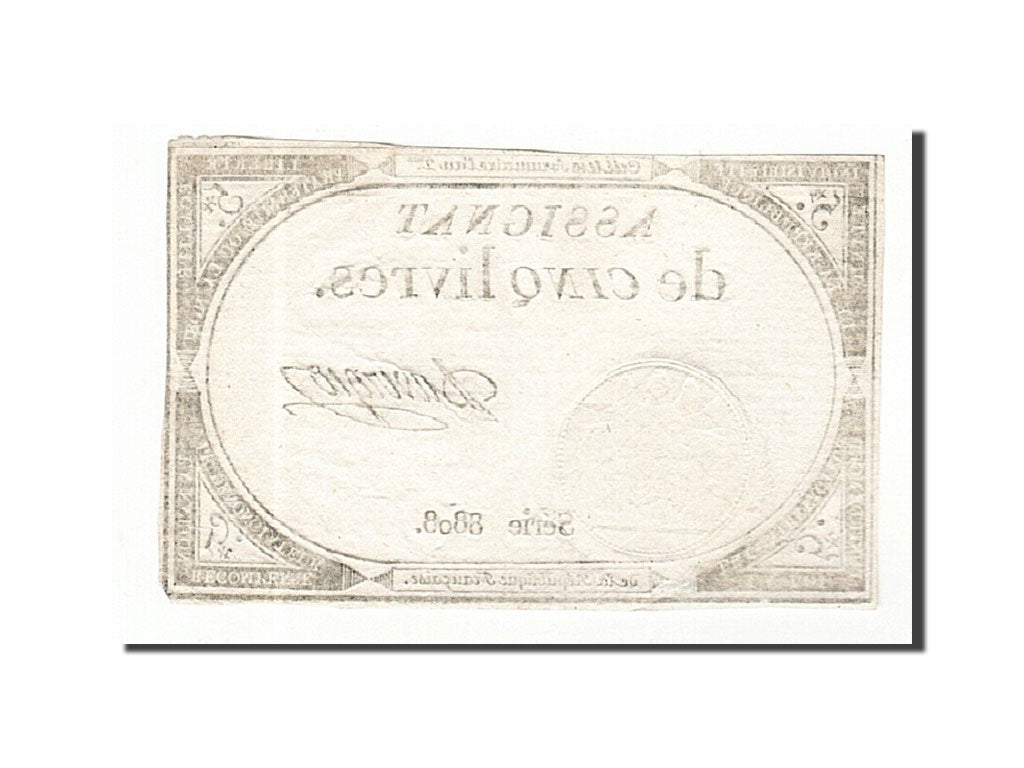 Geldschein, Frankreich, 5 Livres, 1793, Duverger, 1793-10-31, SS, KM:A76