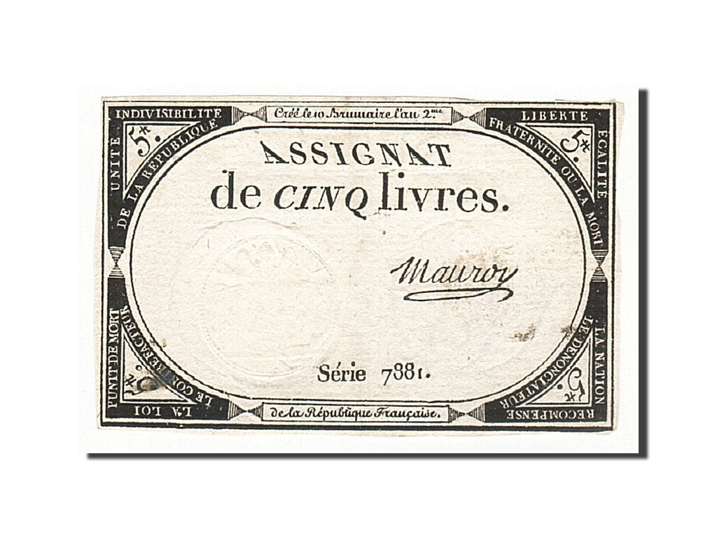 France, 5 Livres, 1793, Mauroy, KM:A76, 1793-10-31, EF(40-45), Lafaurie:171